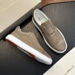 ZEGNA Triple Stitch™ Navy Deerskin Low-Top Slip-On Sneaker