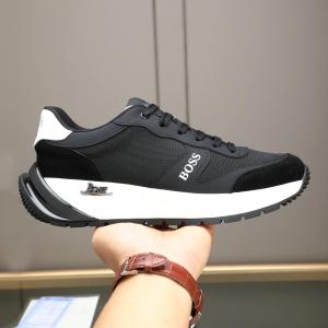BOSS Men's Titanium Low-Top Mesh & Suede Hybrid Runner