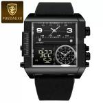 POEDAGAR Matrix Vanguard Triple-Zone Cyberpunk Quartz & Digital Watch