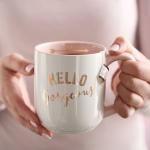 The Aura Glow "Hello Gorgeous" Blush Pink Ceramic Bistro Mug