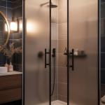 VapourFrame™ Rectangular Frosted Glass Shower Enclosure (Matte Black)