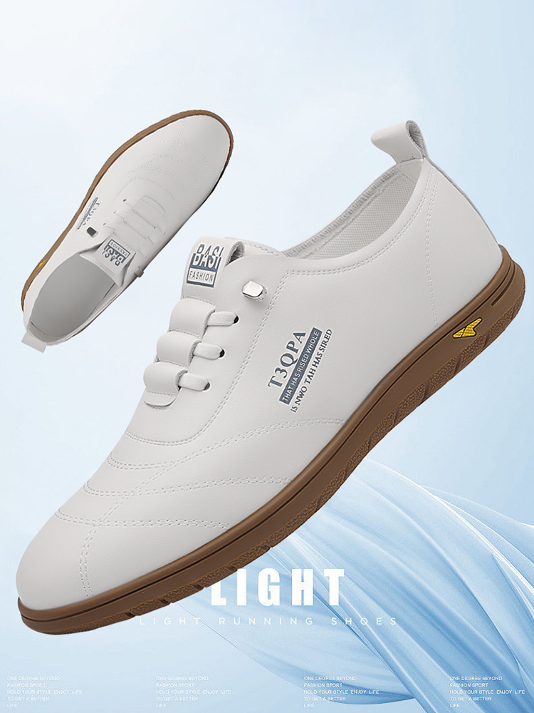 New round head men's casual shoes business trendy men's shoes small white shoes leather shoes